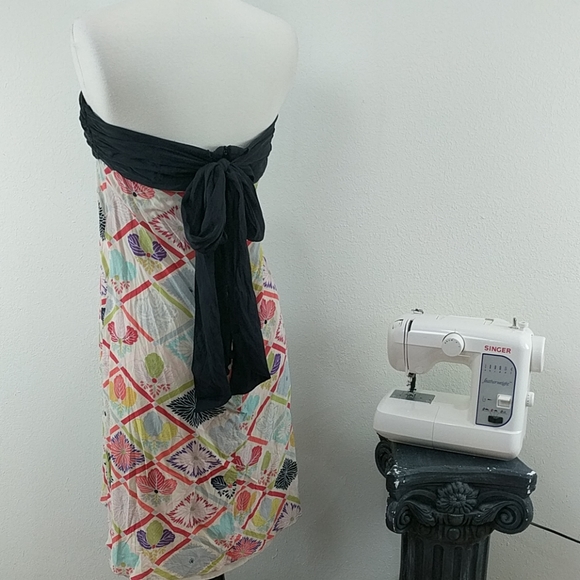 Trina Turk Strapless Bow Back Dress Floral Multicolor Sz 10 Bust 28" Length 31" - Picture 2 of 5